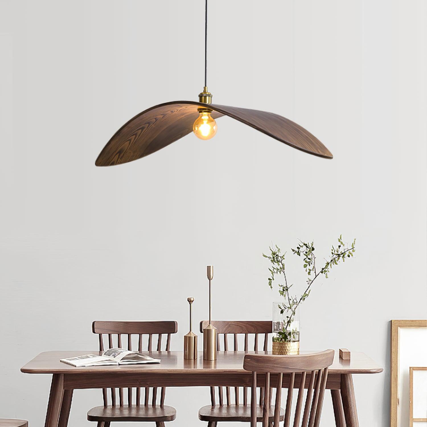 Modern Curve Wooden Pendant Lamp - Handcrafted Natural Wood Ceiling Light Fixture for Dining Room, Kitchen Island, or Living Room Decor