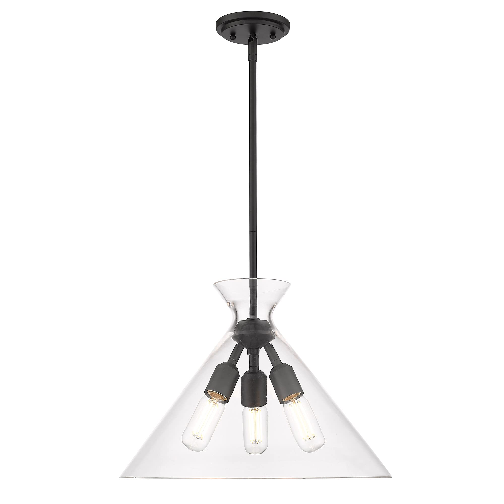 3-Light Matte Black Pendant Light with Clear Glass Shades - Modern Ceiling Fixture for Kitchen Island, Dining Room, or Entryway