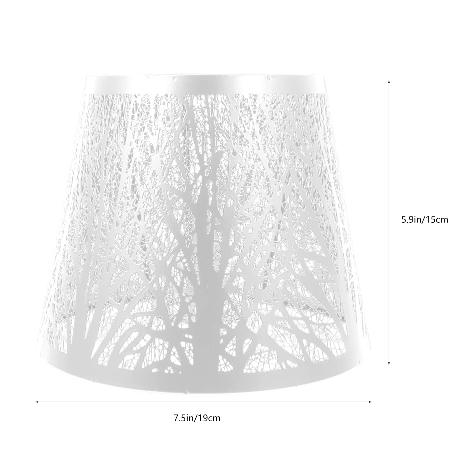 Lurrose Modern Metal Drum Lampshade - E27 Barrel Lamp Cover with Tree Shadow Design for Bedroom, Table & Floor Lighting - White Chandelier Style Shade (Perfect for Living Room Decor, Reading Nook & Cozy Ambiance)