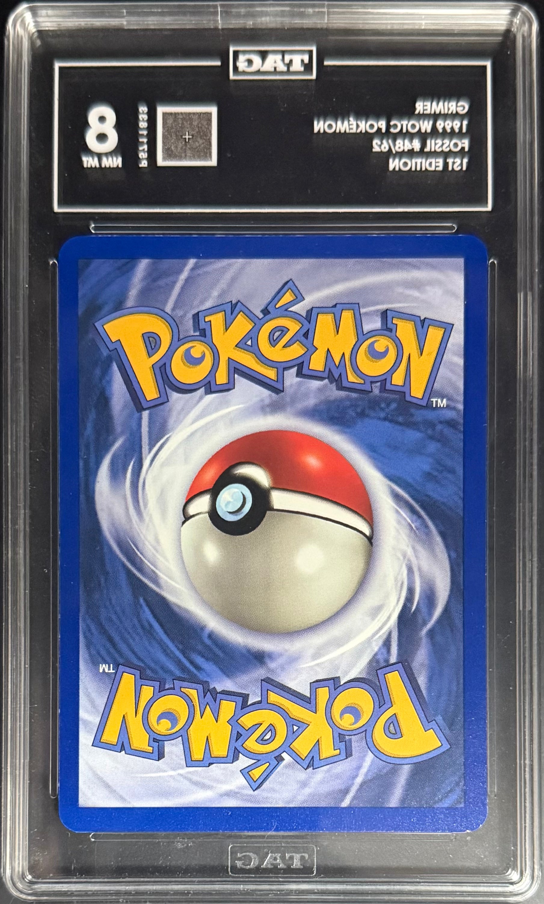 Pokemon Grimer 48/62 WOTC Fossil 1st Edition Trading Card (1999) - TAG8 Graded - Perfect for Collectors & Pokemon TCG Battles