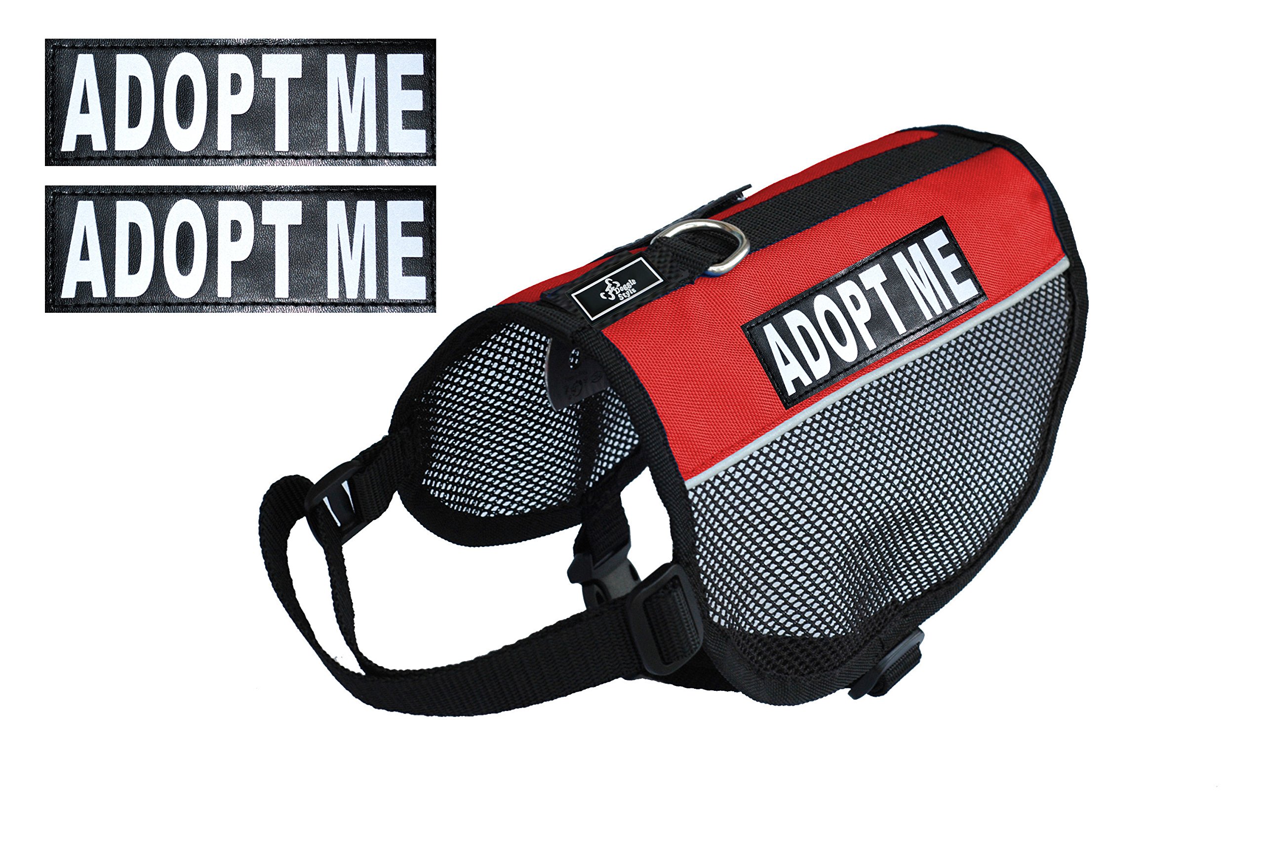 Adopt ME Mesh Dog Vest Harness - Breathable Nylon Pet Harness for Small, Medium & Large Dogs - Includes 2 Reflective Patches - Perfect for Walking, Running & Outdoor Adventures