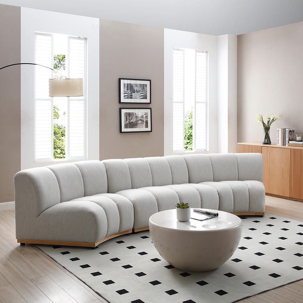 5-6 Seater Modular Sofa Set in Warm White - Modern Sectional Couch for Living Room, Lounge & Family Room - Dallas Collection