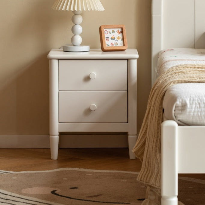 Solid Wood Poplar Kids Nightstand - American White Bedside Table for Children's Room, Nursery, or Playroom - Durable & Stylish Furniture for Bedtime Storage