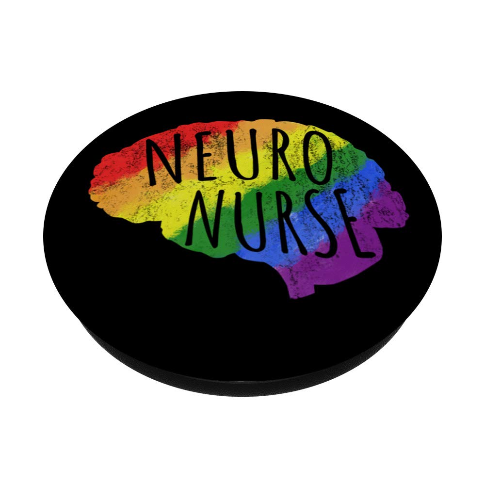 Neuro Nurse LGBT Brain PopSockets - Phone & Tablet Grip Stand with Swappable Top - Perfect for Nurses, Medical Students & LGBTQ+ Pride Supporters