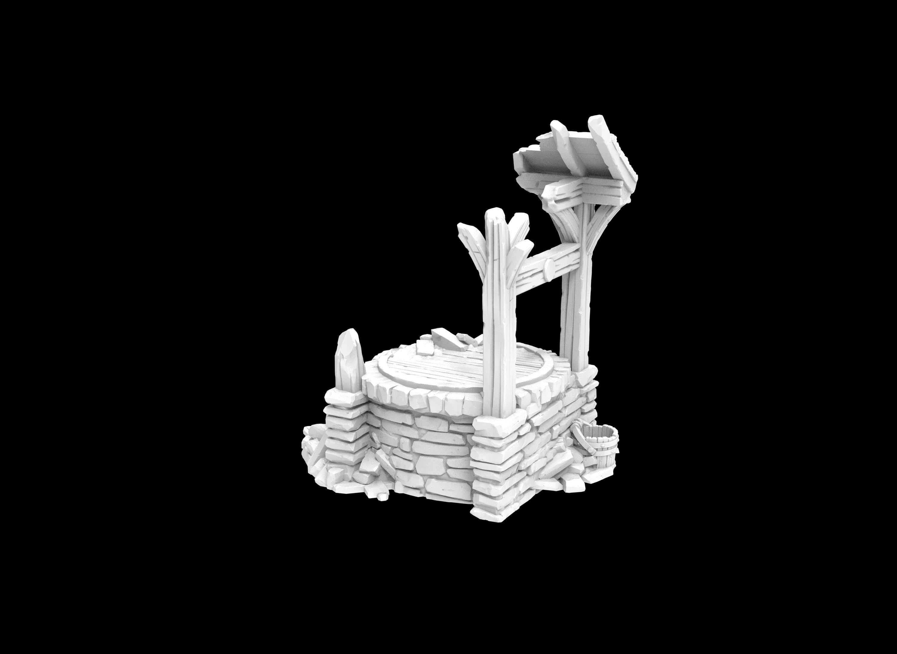 Dungeons & Dragons Water Well Ruin Terrain - Fantasy RPG Scenery for DnD, Pathfinder & Tabletop Wargaming - Perfect for Medieval Village Dioramas & RPG Battle Maps