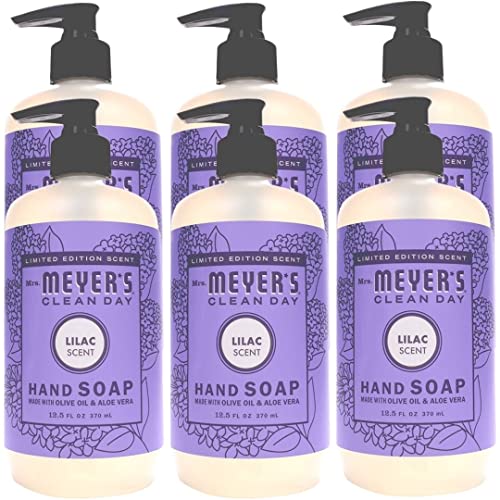 Moisturizing Liquid Hand Soap with Essential Oils - Soothing & Cruelty Free Cleanser - Washes Away Dirt - Lilac Scented (12.5 FL OZ, Pack of 6) | Gentle for Daily Use, Perfect for Home, Office & Bathroom