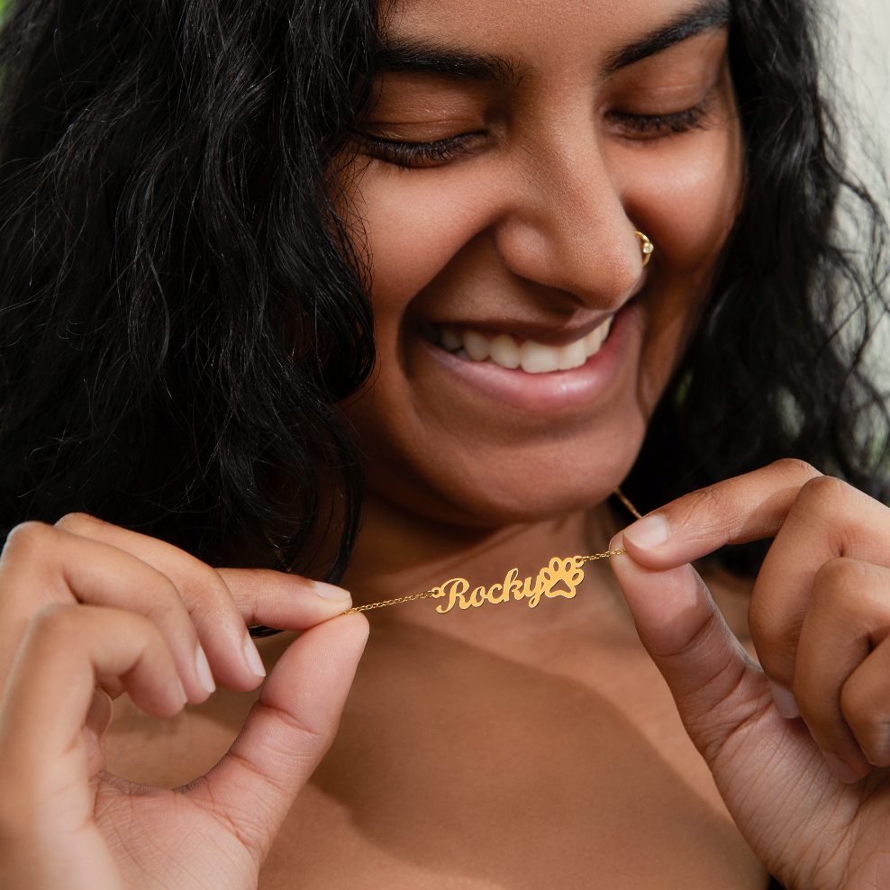 Personalized Dog Paw Print Name Necklace - Custom Pet Memorial Jewelry for Dog Owners - Perfect Gift for Pet Lovers & Memorial Keepsake - Great for Anniversaries, Birthdays & Special Occasions