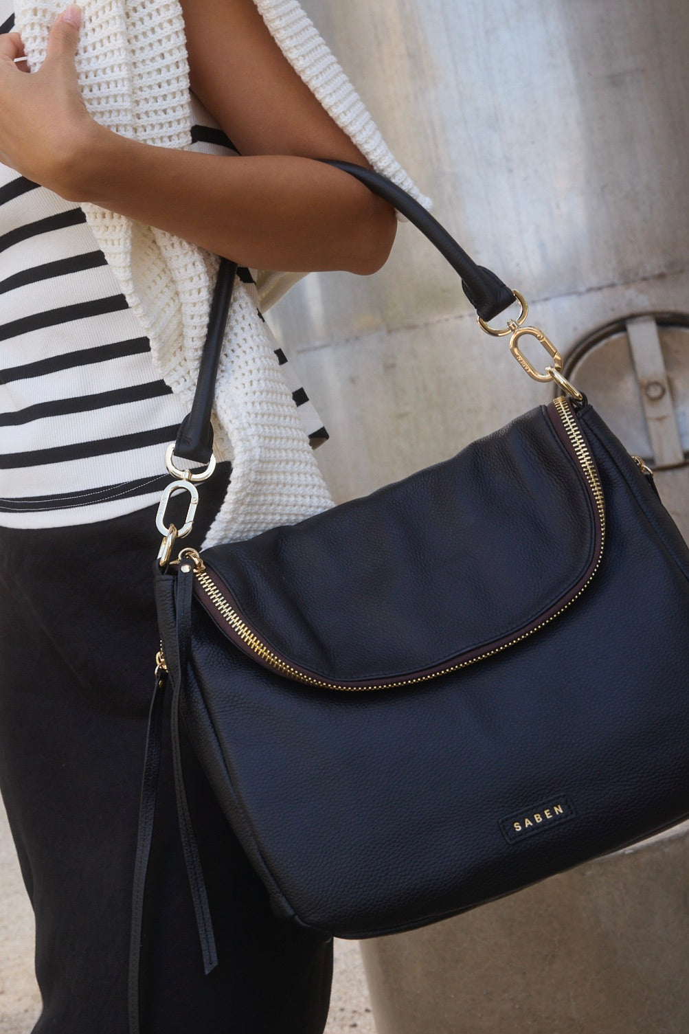 Frankie Fold Over Black Shoulder Bag for Women - Stylish Crossbody Purse with Adjustable Strap - Perfect for Work, Travel & Everyday Use