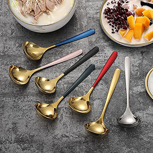Premium Stainless Steel Soup Ladle & Slotted Colander Spoon Set - Long Handle for Hot Pot, Cooking & Serving - Ideal for Soups, Pasta & Kitchen Use - Silver
