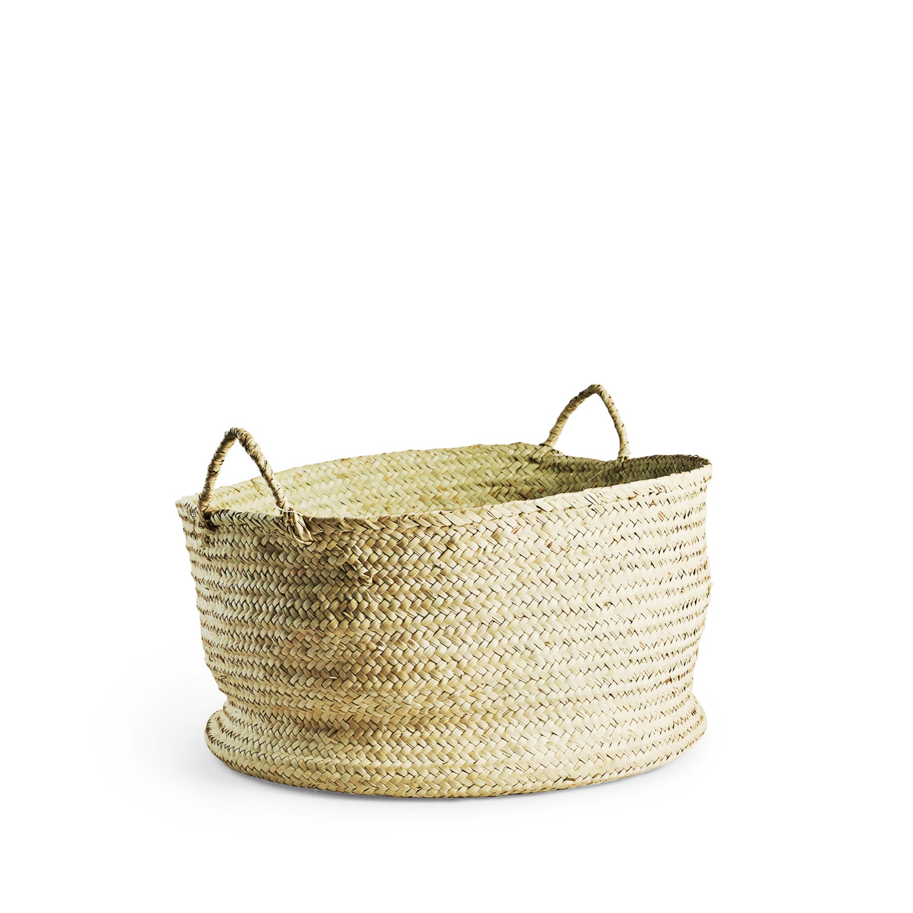 Large Natural Palm Basket - Handwoven Storage Basket for Home Decor, Laundry, Picnic & Beach - Eco-Friendly Woven Rattan Basket for Organizing Blankets, Toys & More