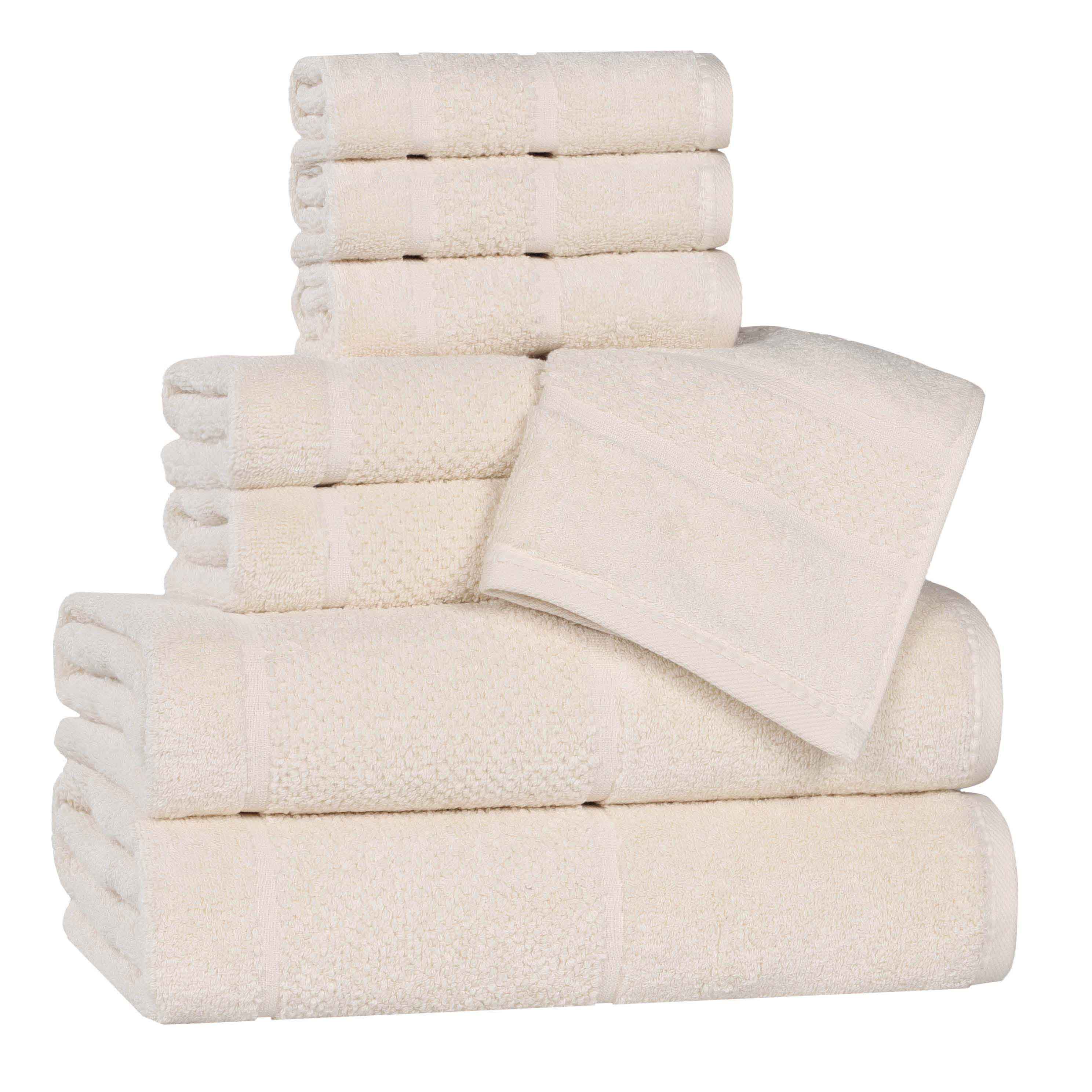 Premium 8-Piece Cotton Towel Set - Soft, Absorbent & Durable - Solid Broad Border Design - Perfect for Bath, Spa, Gym & Home Use