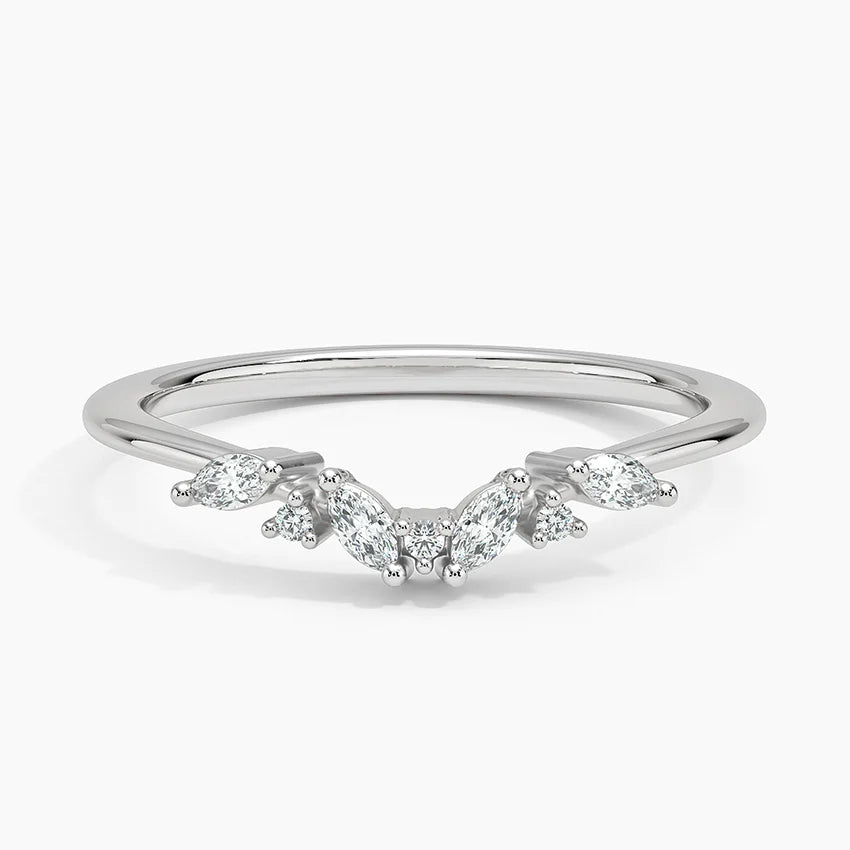 Yvette Diamond 0.15 Carat Total Weight (ctw) Wedding Band Ring for Women - 14K White Gold Engagement Ring, Anniversary Gift for Her - Perfect for Bridal Jewelry, Proposals & Special Occasions