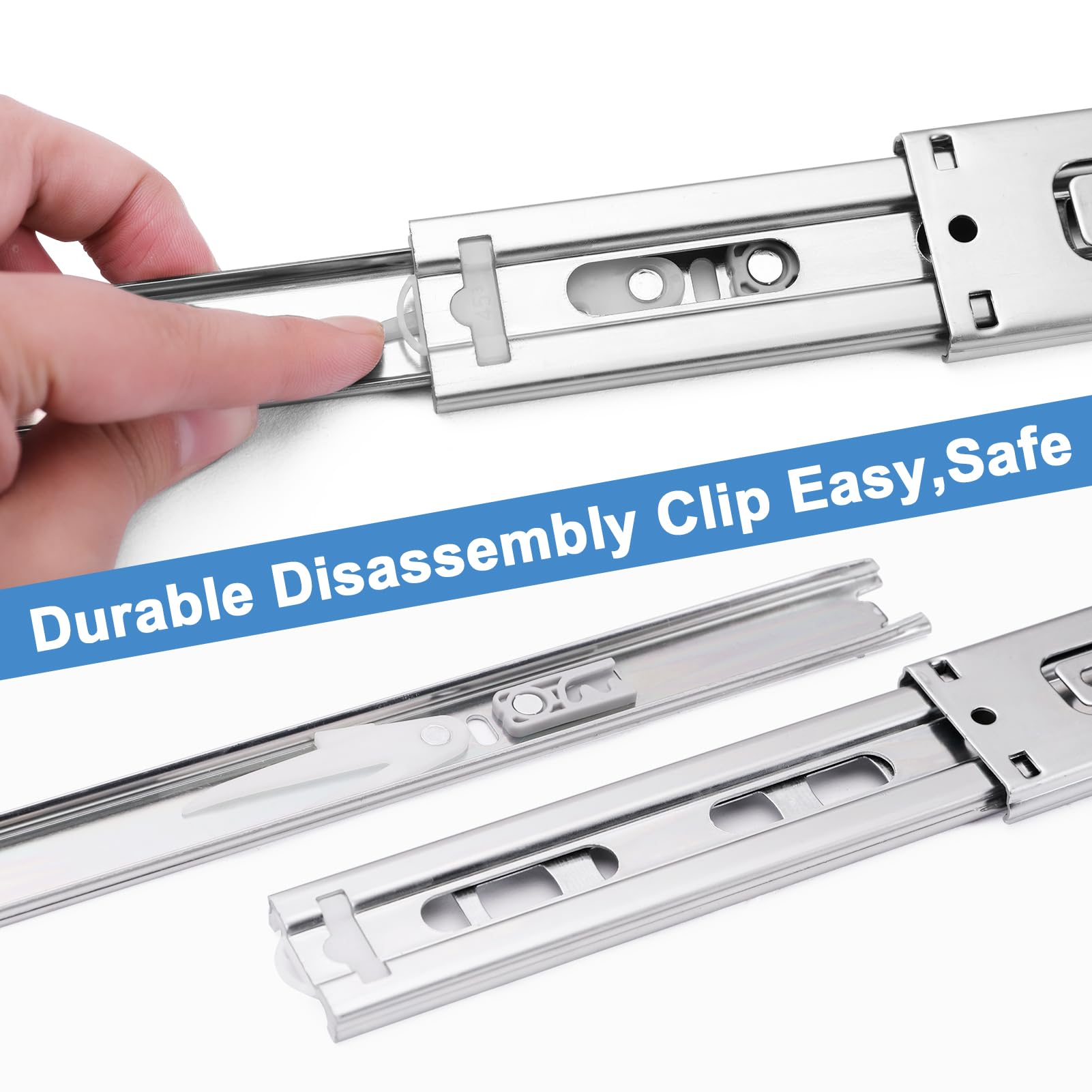 14 Inch Soft Close Drawer Slides - 6 Pairs (12pcs) Full Extension Ball Bearing Side Mount Drawer Rails - Heavy Duty 100 LB Capacity Silver Metal Dresser Runners for Kitchen Cabinets, Wardrobes, File Cabinets & Trash Cans - Smooth Gliding & Quiet Operation