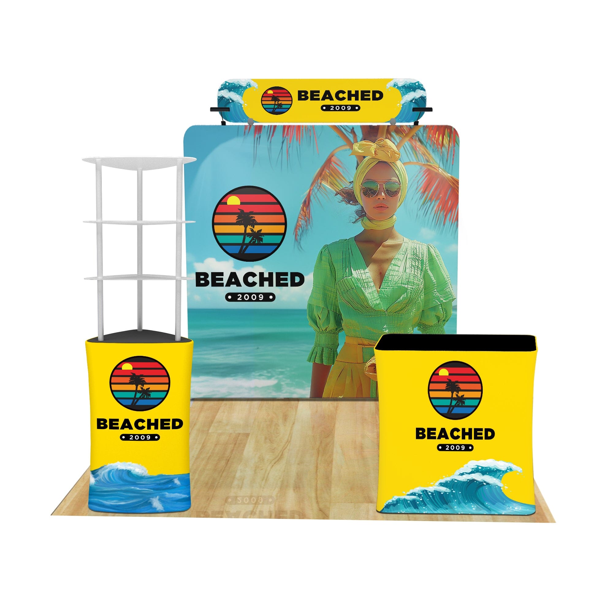 Professional Trade Show Display with Triangle Shelving - Perfect for Exhibits, Retail Stores & Events