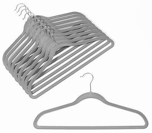 Premium Velvet Clothes Hangers - 100 Pack, Ultra-Slim Space Saving Design for Shirts, Pants & Blouses - Soft Gray - Perfect for Closet Organization & Retail Stores
