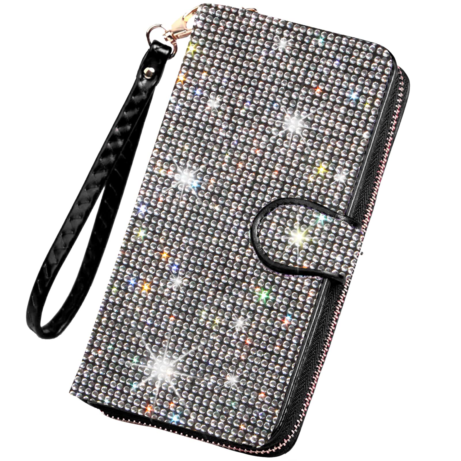 Sparkling Rhinestone Women's Wallet Wristlet Clutch - Large Capacity Crossbody Purse for Evening Parties, Weddings & Special Occasions