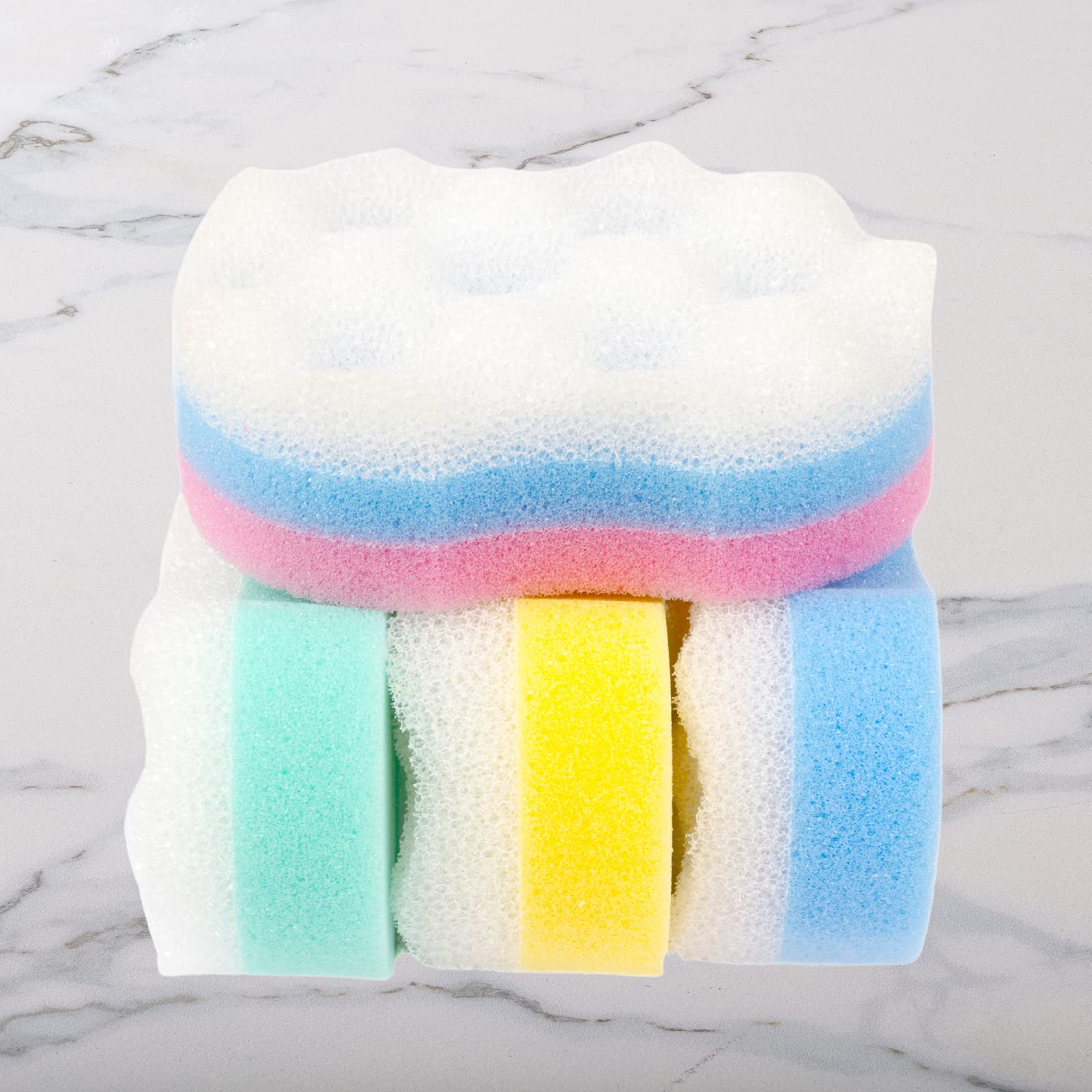 Naras 12 Pack Body Sponges for Shower - Dual Texture Exfoliating Sponge with Smooth & Rough Sides - Gentle Skin Care for Adults & Kids - Perfect for Daily Bath, Spa & Sensitive Skin Cleansing