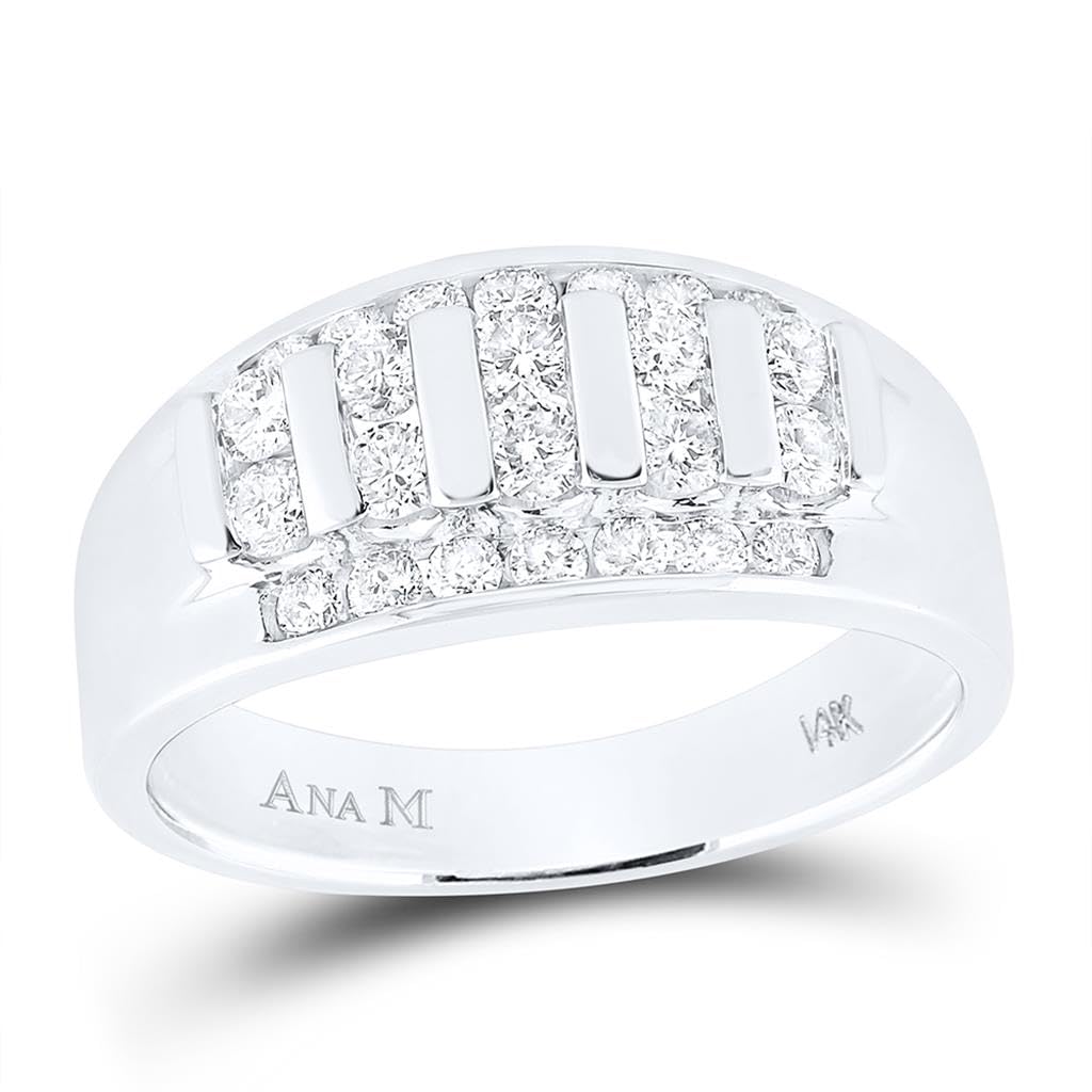 14K White Gold Men's Round Diamond Wedding Band Ring - 1 CTTW Natural Round White Diamonds in Channel Setting | Perfect for Engagement, Anniversary & Special Occasions