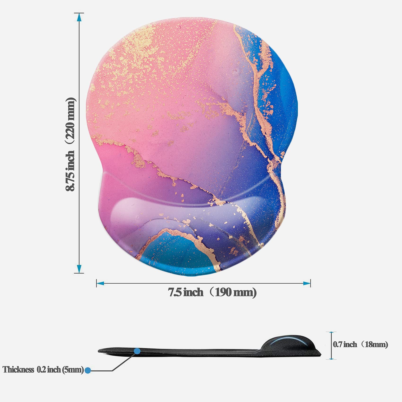 Ergonomic Mouse Pad with Wrist Support - Non-Slip Desk Mat for Office, Computer, Laptop & Mac - Comfortable & Lightweight Gaming Mousepad (Marble Design) - Perfect for Work, Gaming & Long Computer Sessions