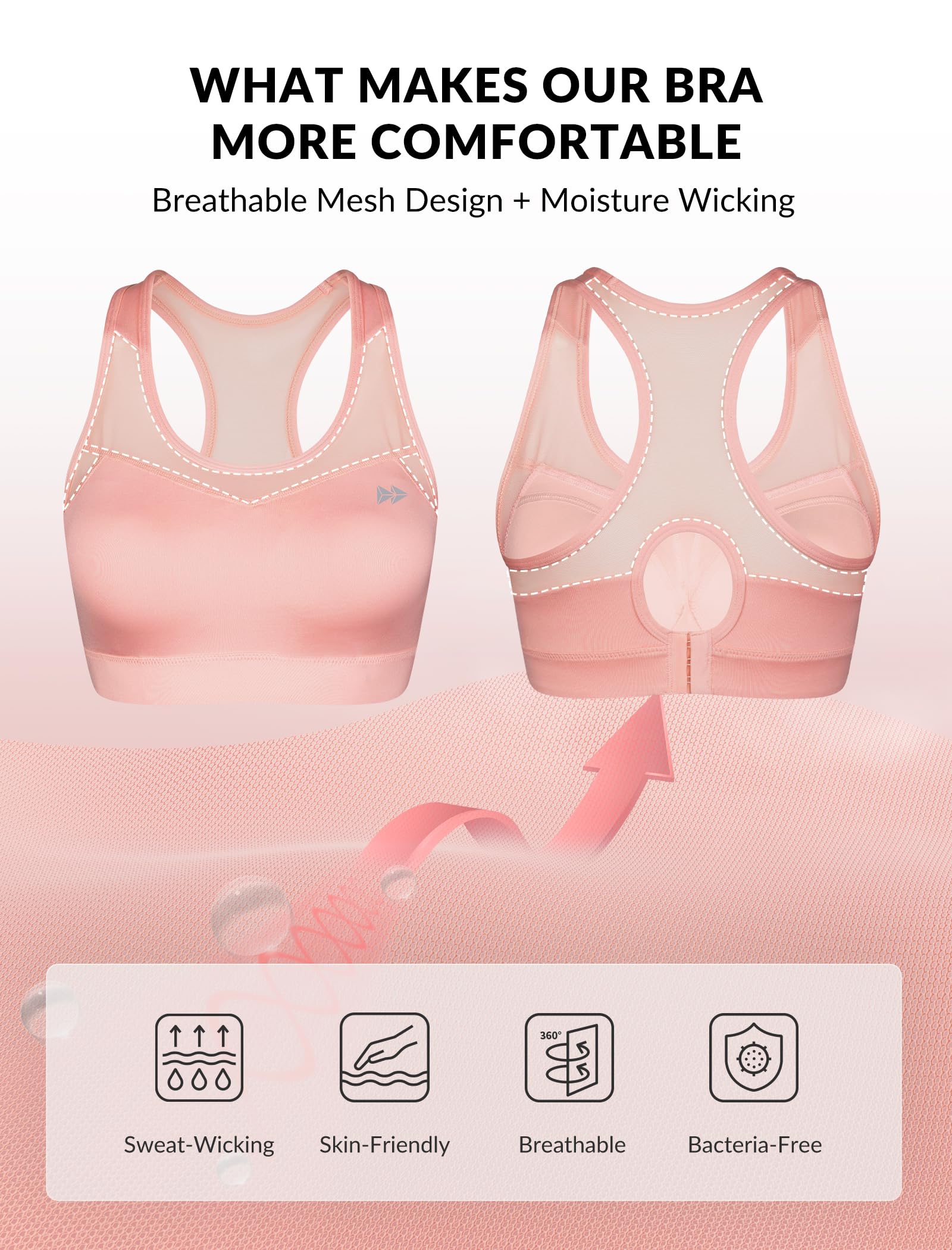 Yvette High Impact Sports Bras for Women Plus Size - Racerback Workout Medium Support Bra for Running, Fitness & Gym - Perfect for High-Intensity Training & Active Lifestyles