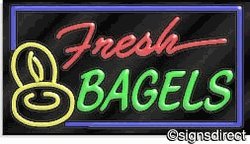 Vintage Style Fresh Bagels Neon Sign - Clear Acrylic Backlit Wall Decor for Bakery, Cafe & Home Kitchen