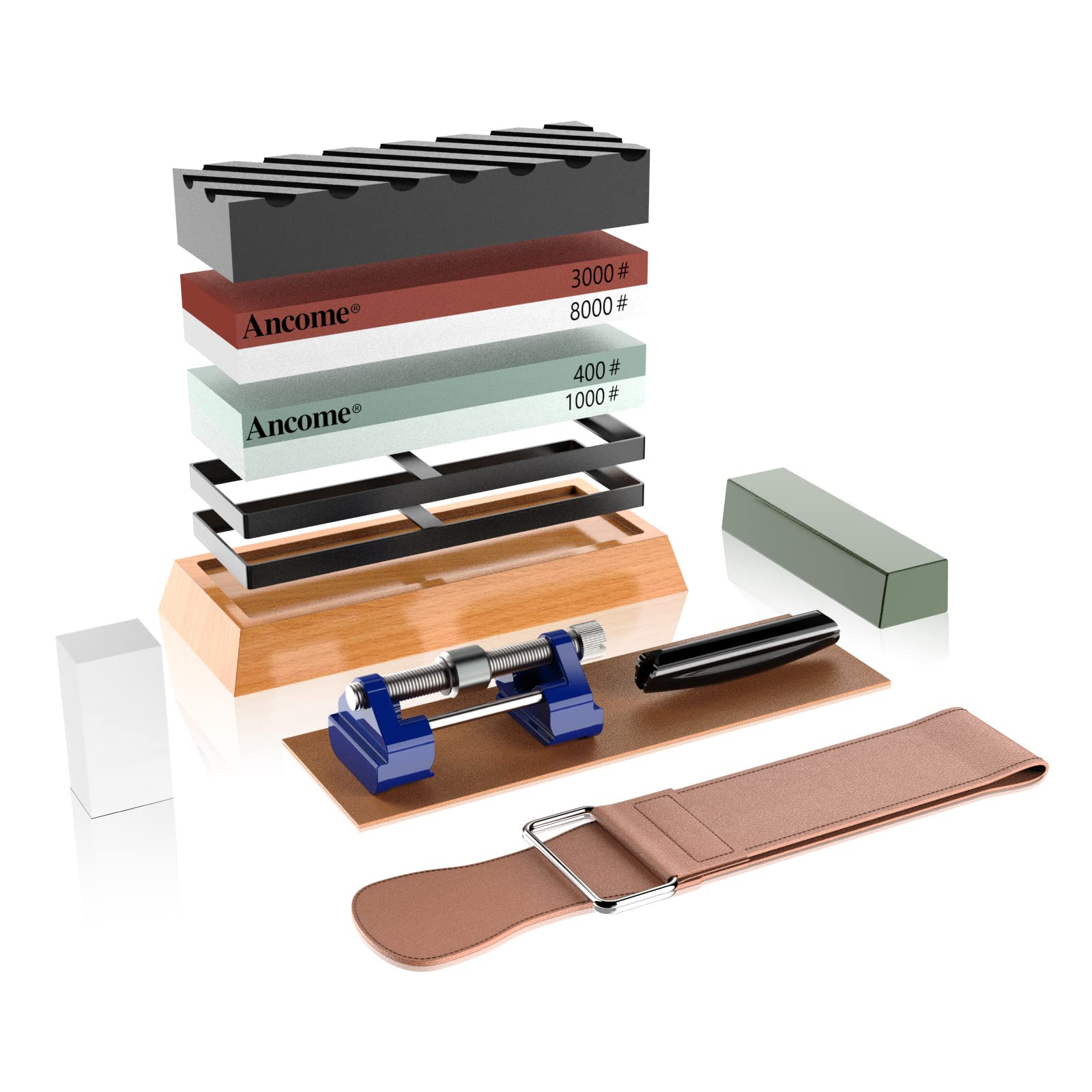Premium Knife Sharpening Stone Set - Dual Grit Whetstone for Kitchen & Pocket Knives - Professional Wet Stone Sharpening Kit with Non-Slip Base - Perfect Father's Day Gift & Home Essential for Chefs & DIY Enthusiasts (Ideal for Kitchen, Camping, Hunting & Outdoor Activities)