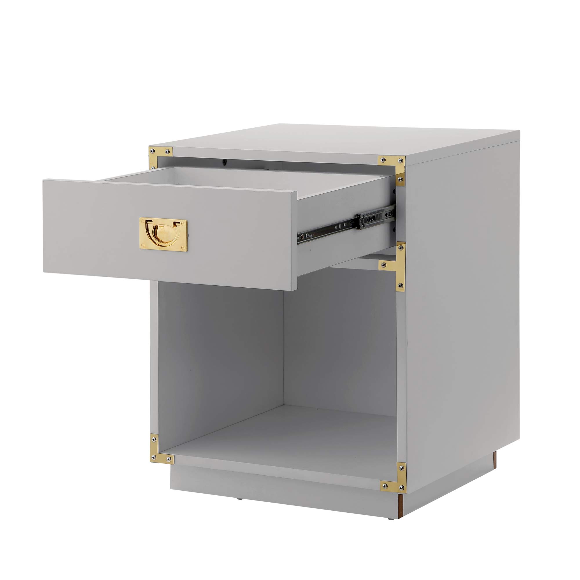 Modern Light Grey Side Table - Accent Table & Nightstand for Living Room, Bedroom & Office - Stylish End Table with Storage Shelf