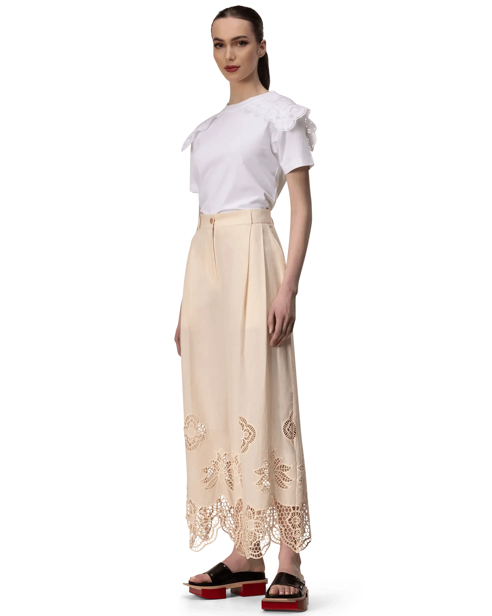 Elegant Guipure Lace Trim Voile Pants for Women | Breathable Summer Palazzo Trousers | Perfect for Beach, Vacation & Boho Chic Outfits
