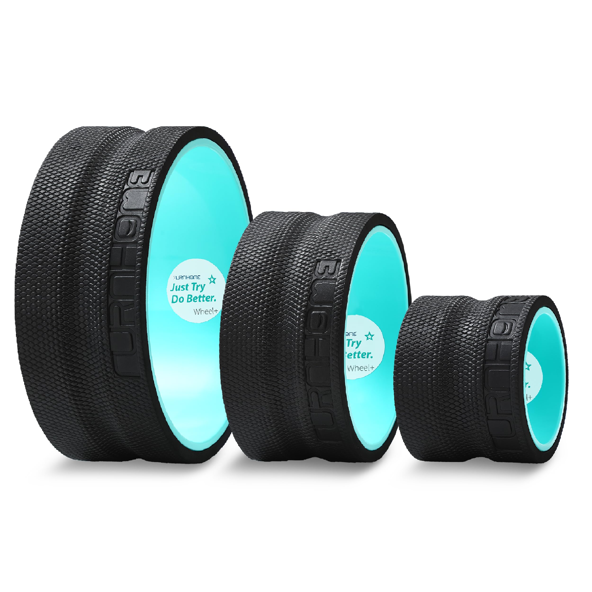 Furnhome Deep Tissue Massage Back Roller - Yoga Wheel for Back Pain Relief & Muscle Stretching - 3-Pack Comfortable Massage Rollers for Athletes, Yoga, and Post-Workout Recovery