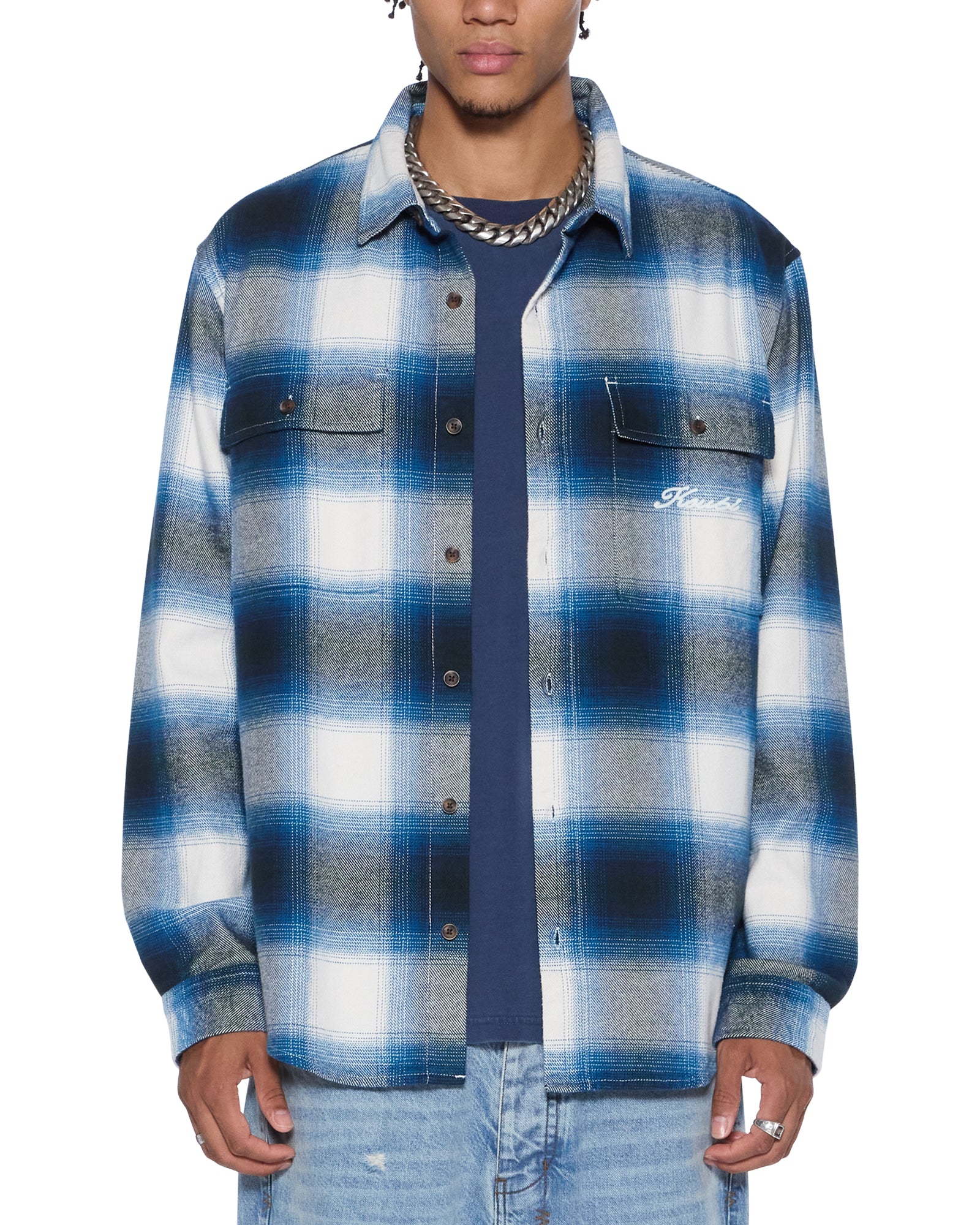 ROSEBOWL Long Sleeve Shirt in Salted Blue - Casual Button Down Shirt for Men, Perfect for Office, Date Night & Outdoor Activities