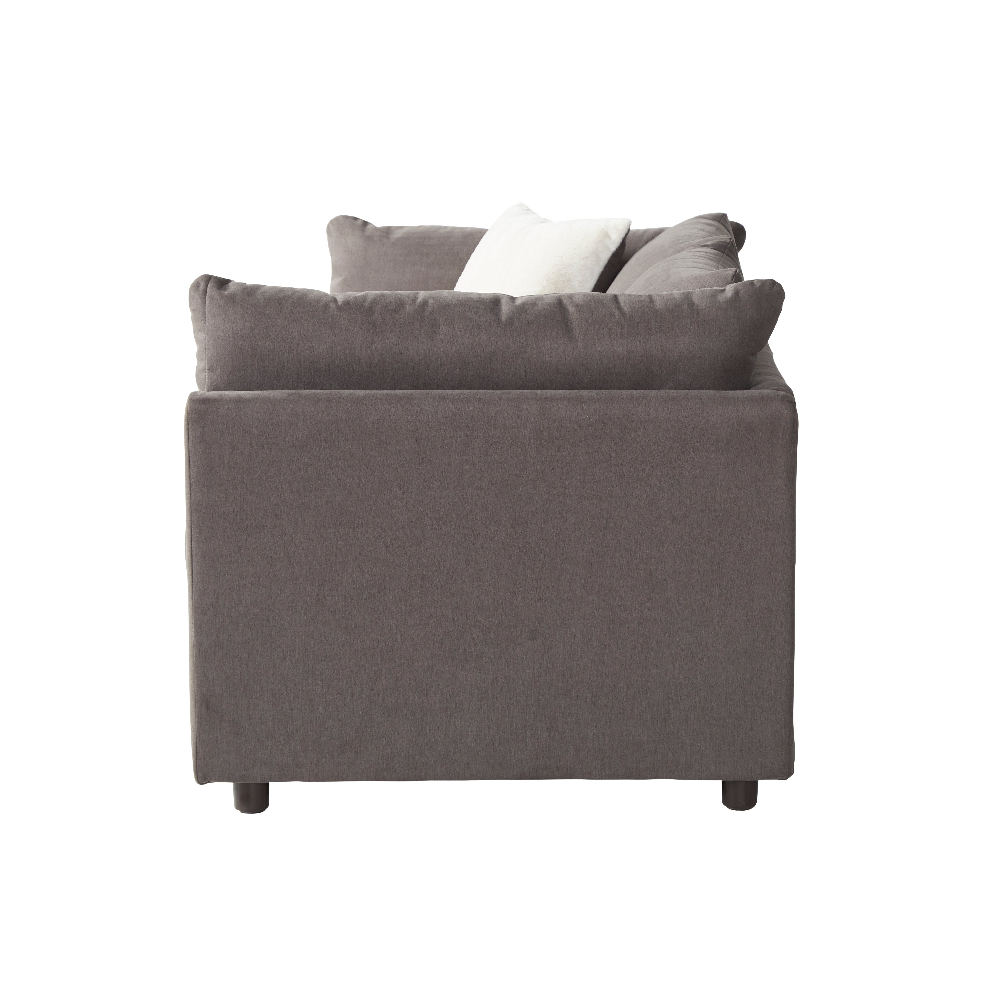 Roundhill Furniture Enda Pillow Back Fabric Sofa and Cuddler Chair Set - Carbon Gray Living Room Collection | Comfortable Sectional for Small Spaces, Family Gatherings & Cozy Movie Nights