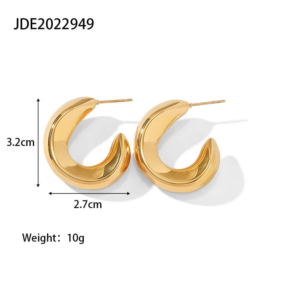 18K Gold Plated Chic C Hoop Earrings for Women - Trendy Minimalist Jewelry Gift | JDE949 | Perfect for Date Night, Office Wear & Special Occasions