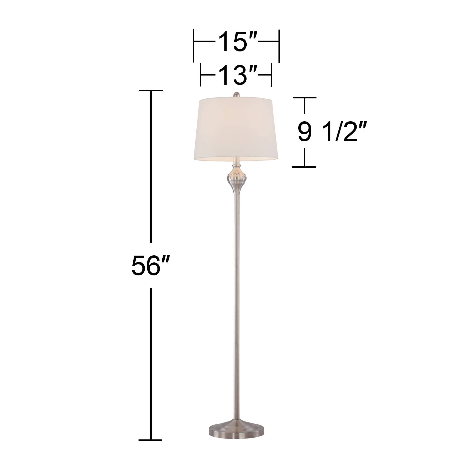 Barnes and Ivy Mason Traditional 3-Piece Table & Floor Lamp Set - Brushed Nickel Metal with White Drum Shade - Modern Lighting for Living Room, Bedroom, Home Office, Entryway - Perfect for Reading, Nightstand Decor & Family Gatherings