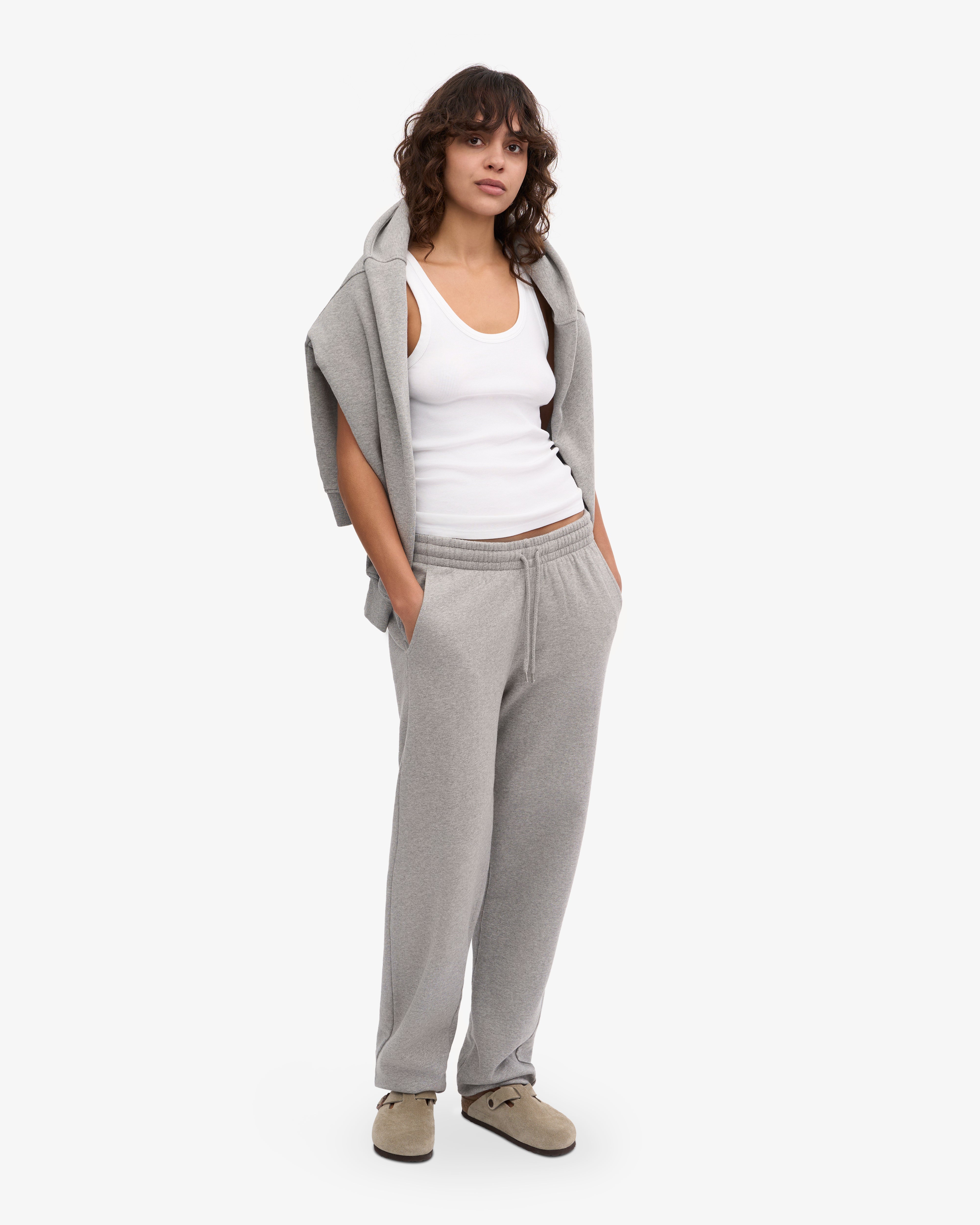 Premium Organic Cotton Sweatpants for Women - Heather Grey | Comfortable Lounge Pants for Yoga, Running & Home Relaxation