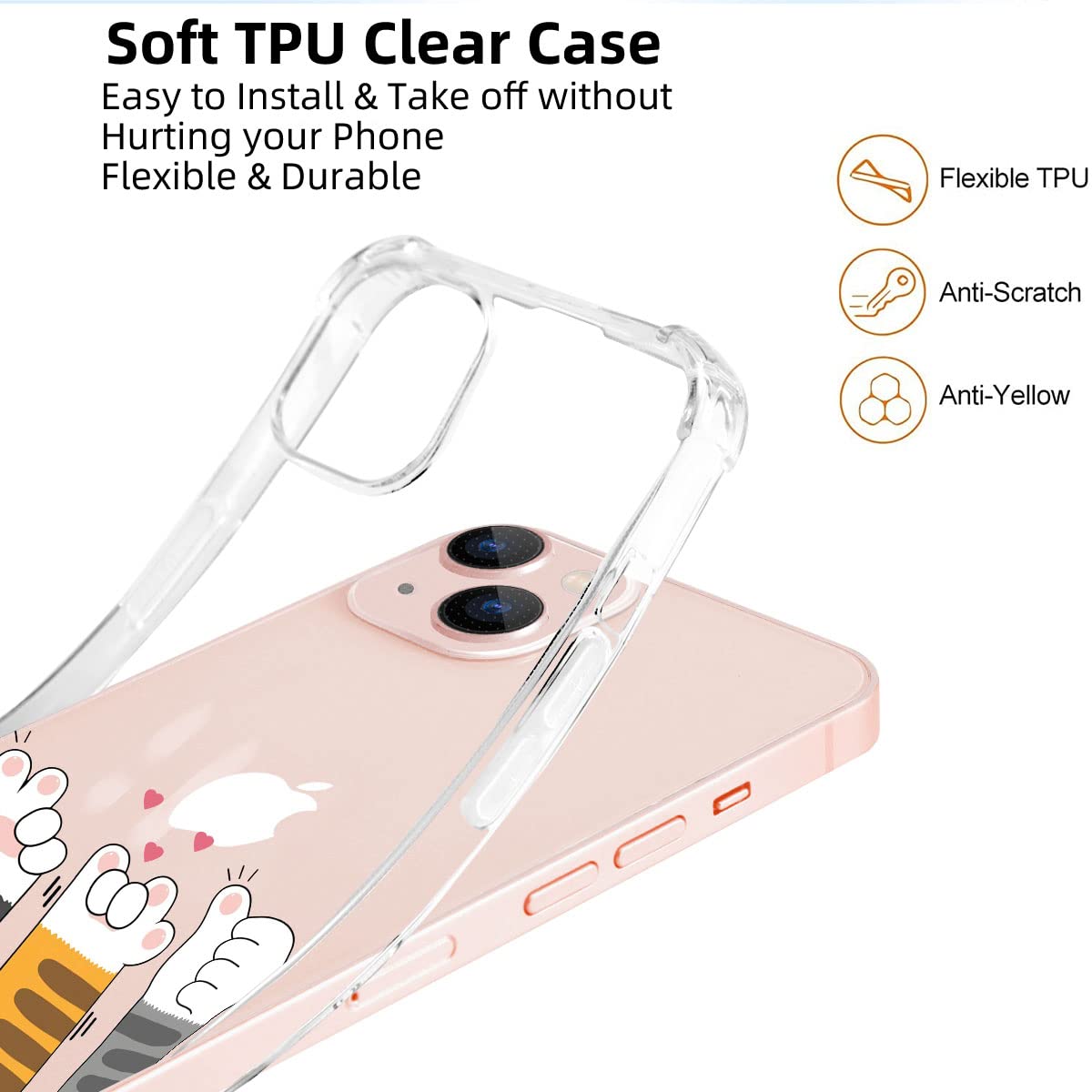 Cute Cat Paw Phone Case for iPhone 12 & 12 Pro - Crystal Clear Stylish TPU Shockproof Protective Cover for Women Girls (6.1 Inch, Grey) - Perfect Gift for Cat Lovers & Daily Use