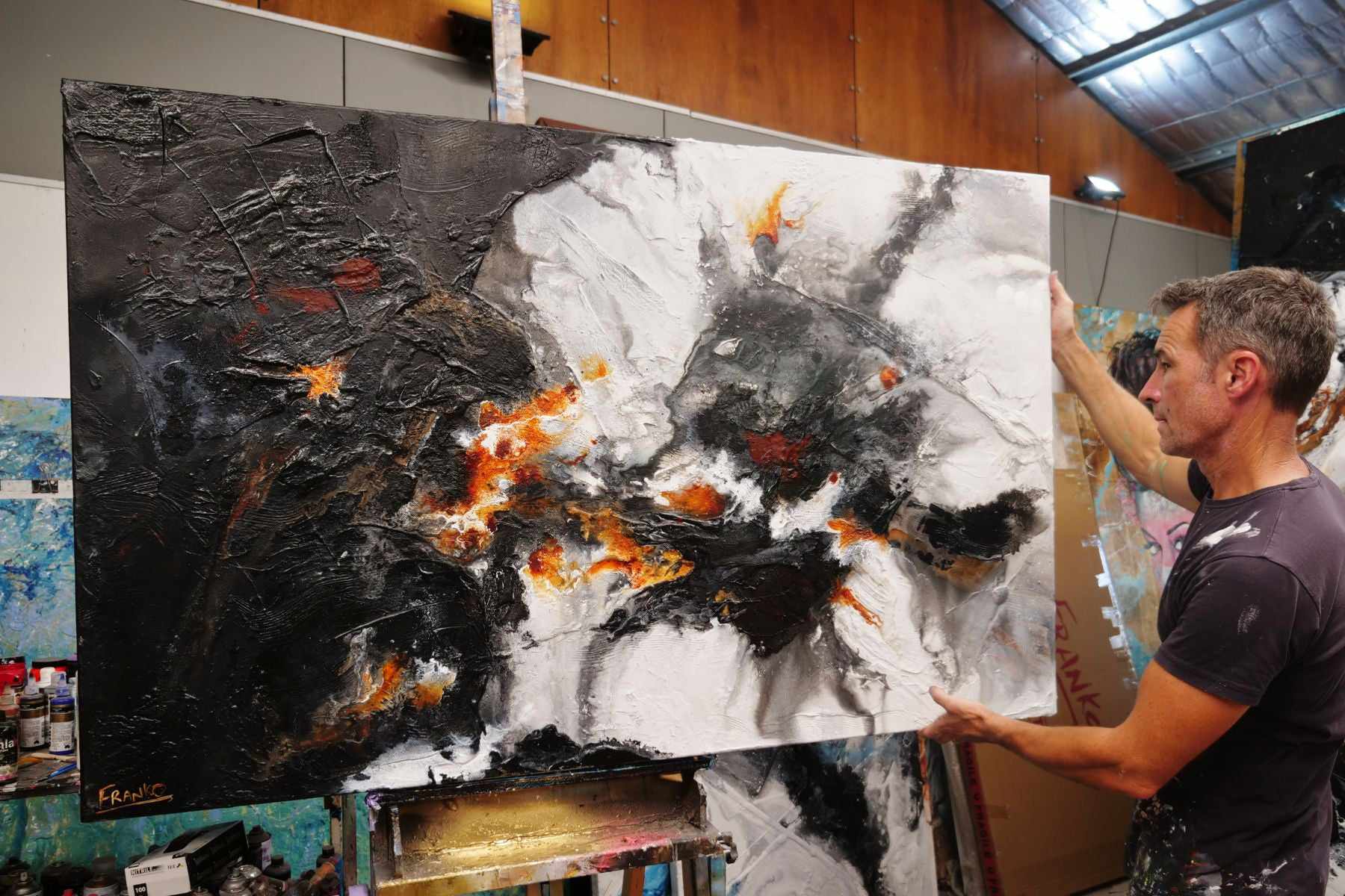Rustic Charcoal Abstract Painting 63