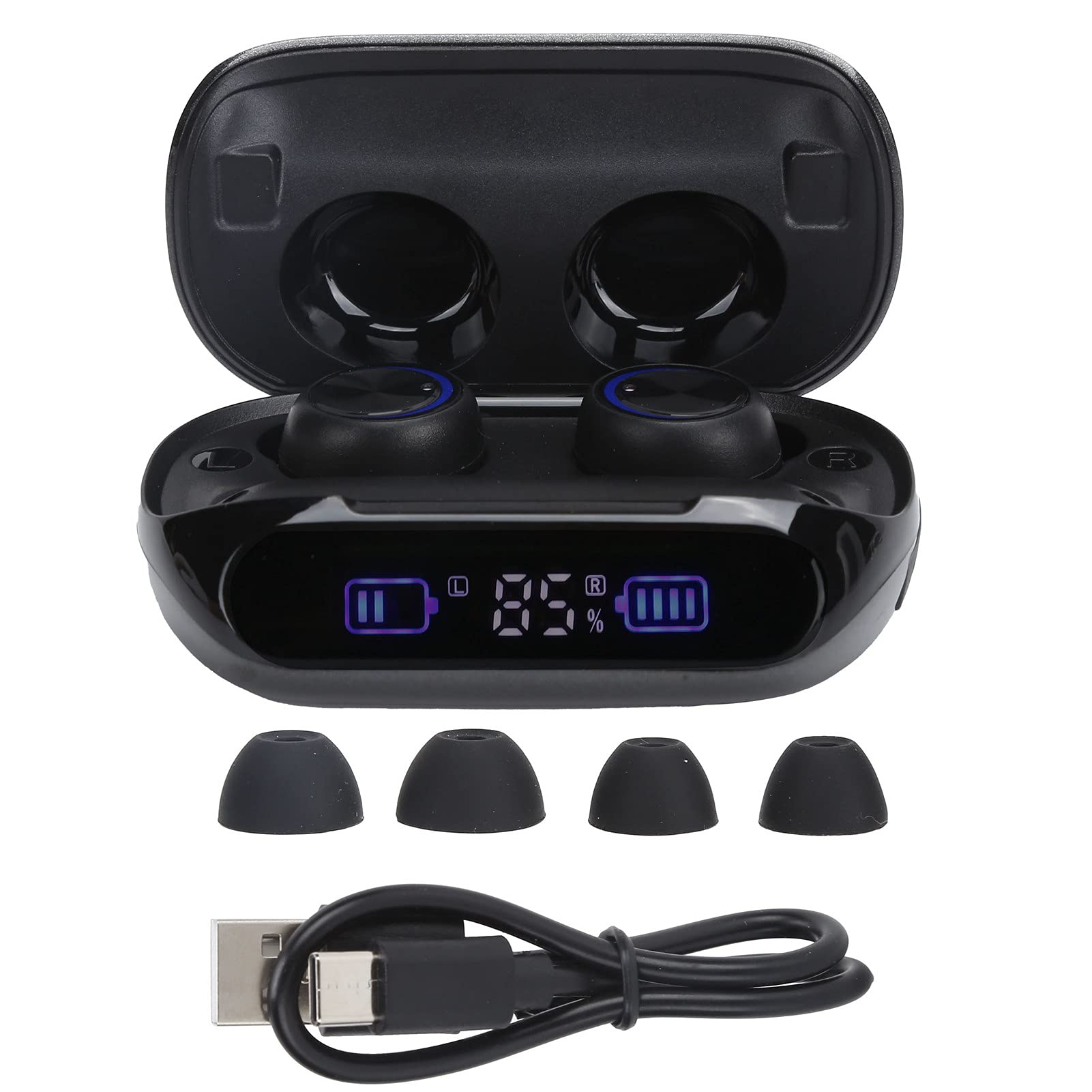 H66 Wireless Earbuds with Digital Display | HiFi Stereo Noise Cancelling Headphones | 5.5H Playtime & Charging Case | for iPhone, Android, TV, Laptop (Gaming, Workout, Commuting, Travel)