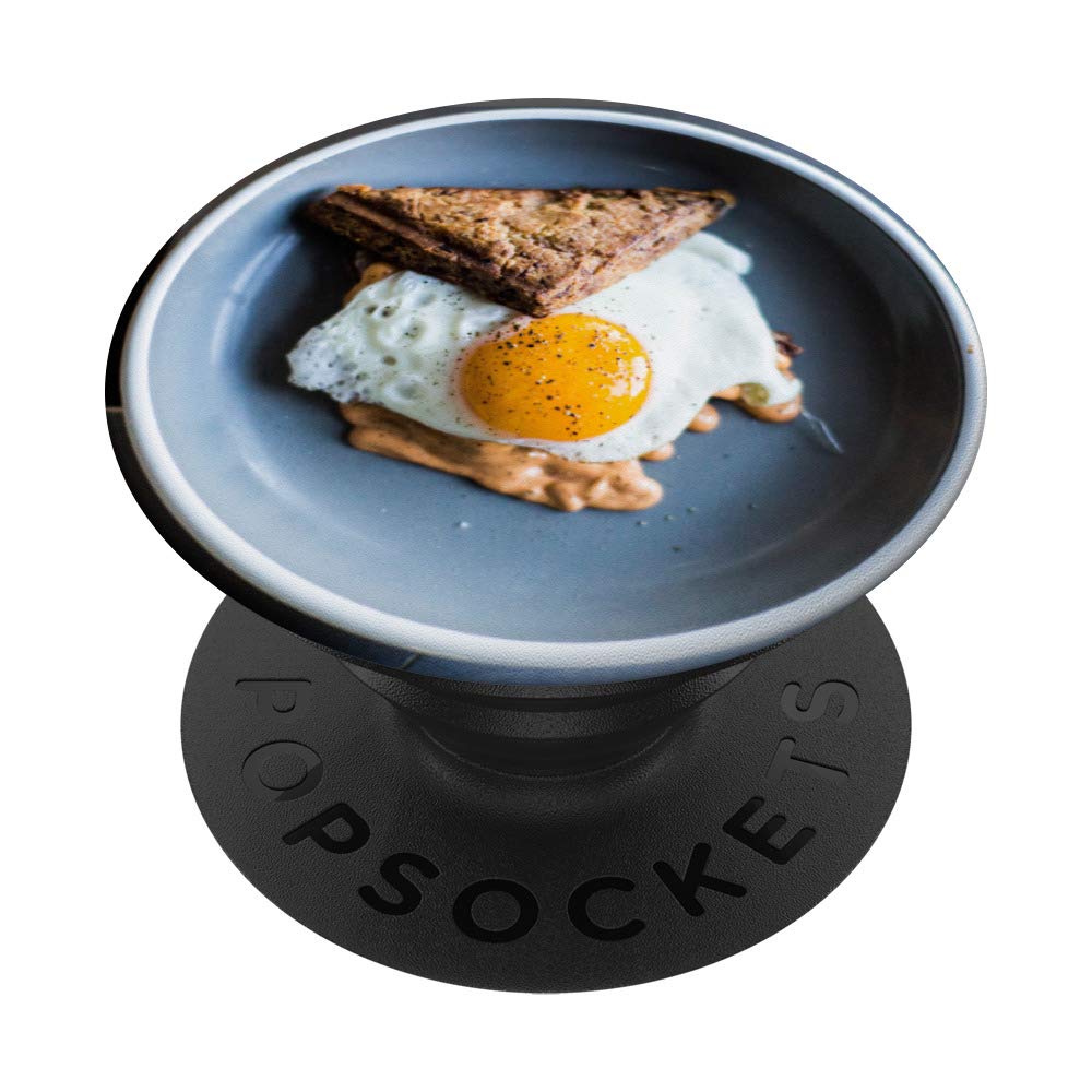 Fried Egg Breakfast PopSockets PopGrip - Interchangeable Phone & Tablet Stand with Swappable Top for iPhone, Samsung, iPad - Perfect for Cooking, Office & Travel Accessories