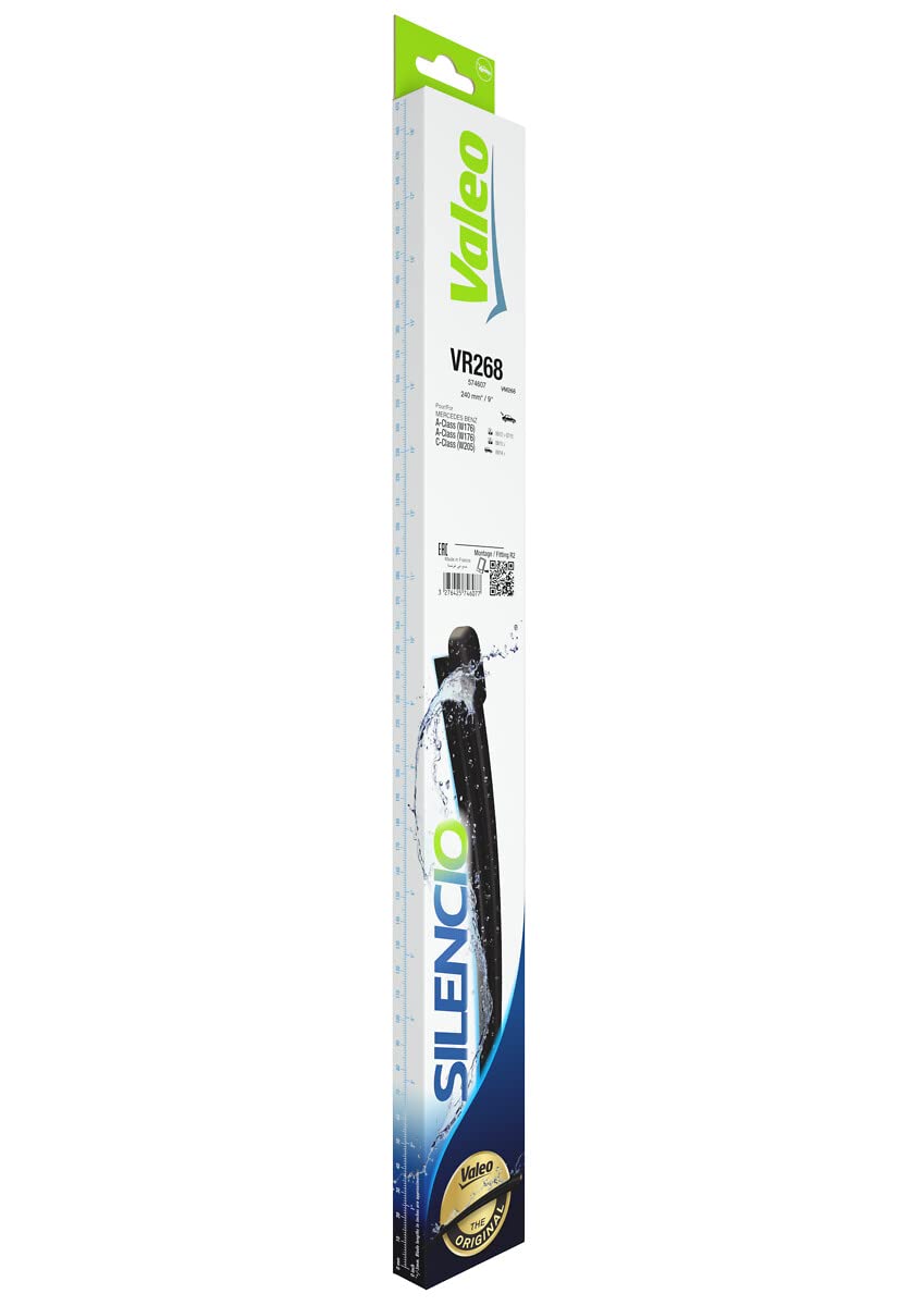 Valeo Silencio VR268 Wiper Blade - Rear Windshield Wiper for LHD & RHD Vehicles (Black/Grey, 240mm) - Perfect for Rainy Weather & All-Season Driving - Model 574607