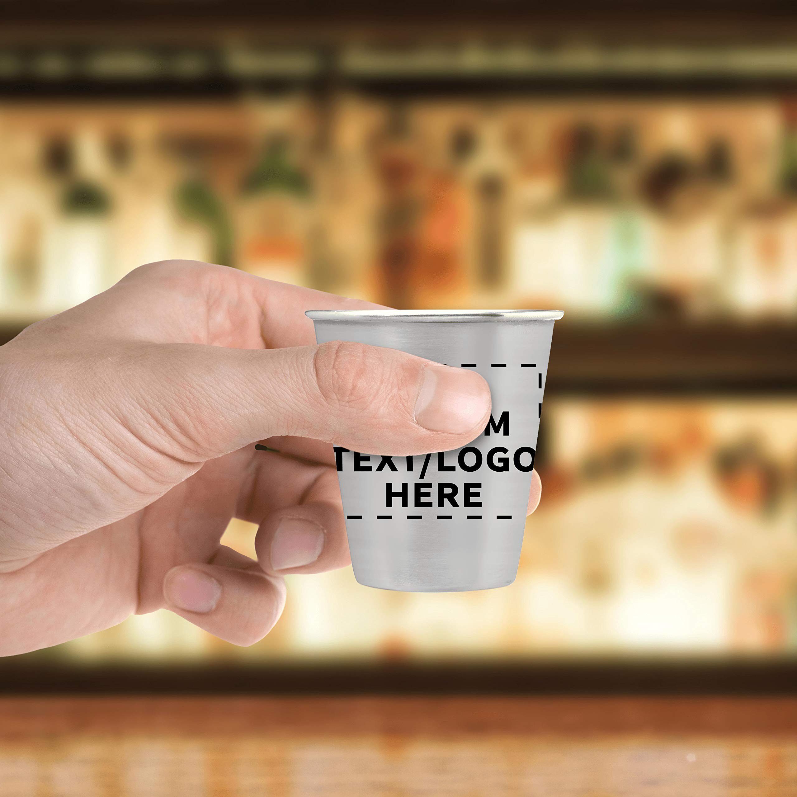 Custom Personalized Stainless Steel Shot Glasses 2.5 oz (Set of 50) - Bulk Pack for Weddings, Birthdays, Parties & Events - Durable Barware for Home, Office & Commercial Use