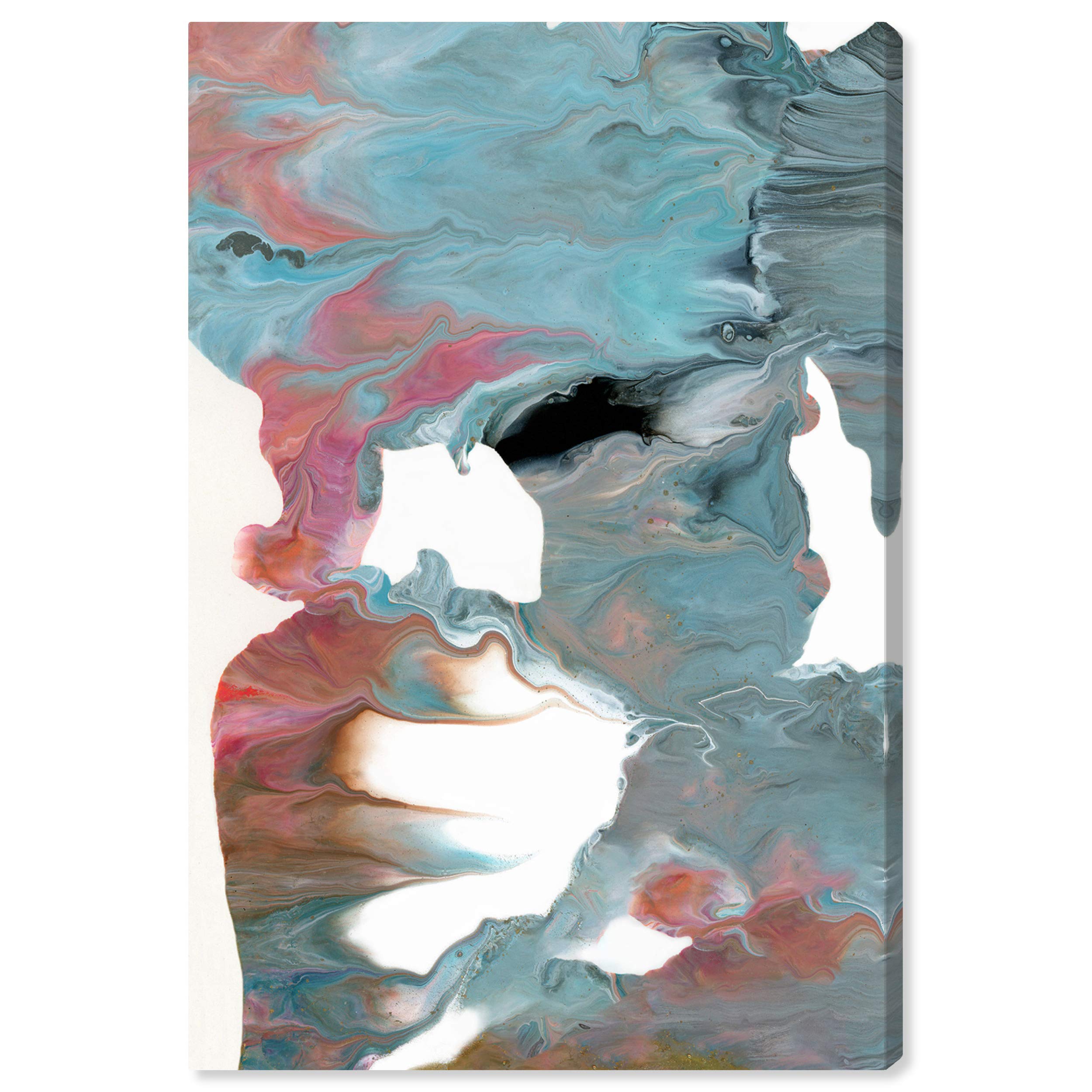 Abstract Wall Art Canvas Print 'De Fiesta' - Blue & White Modern Painting for Living Room Decor - 30