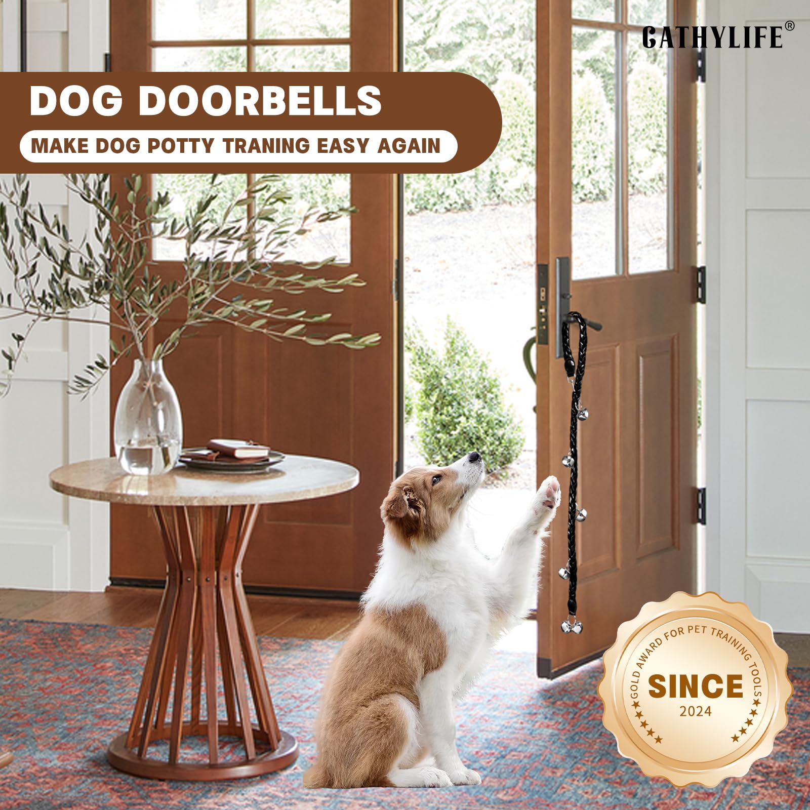 **Dog Training Doorbells for Potty Training - Extra Loud Faux Leather Puppy Door Bells, Hand-Woven Dog Bells for Door Knob - Perfect for Housebreaking & Outdoor Training (Black Twist) - Great for Small, Medium & Large Dogs**