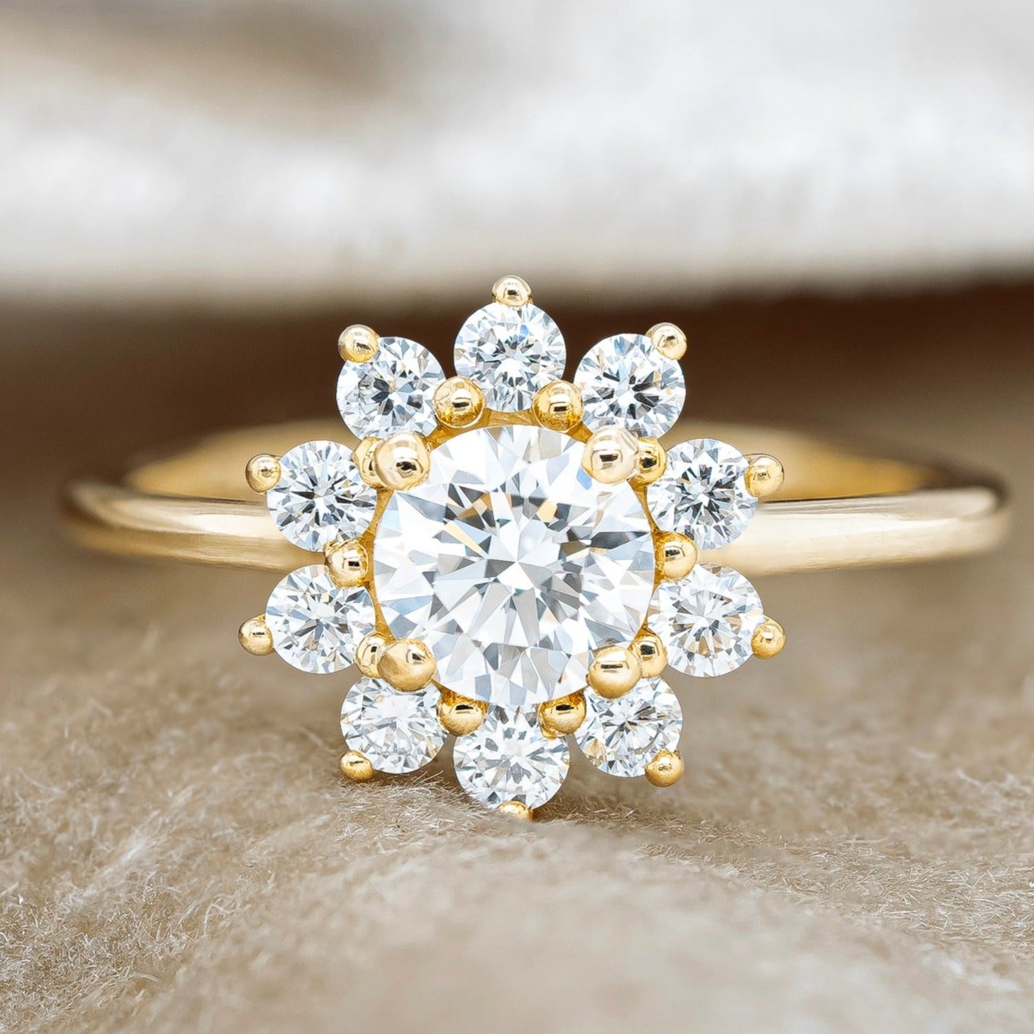 0.53 Carat Diamond Rosetta Halo Engagement Ring - Perfect for Proposals, Anniversaries & Special Occasions