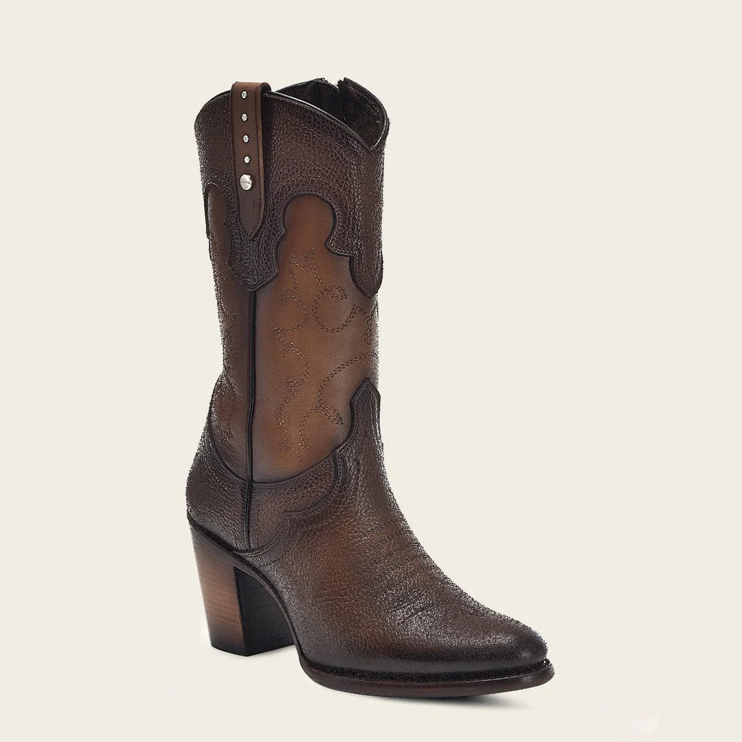 4V00RS Women's Western Cowgirl Leather Boots - Genuine Leather, Comfortable & Stylish for Country Dancing, Rodeo, and Everyday Wear