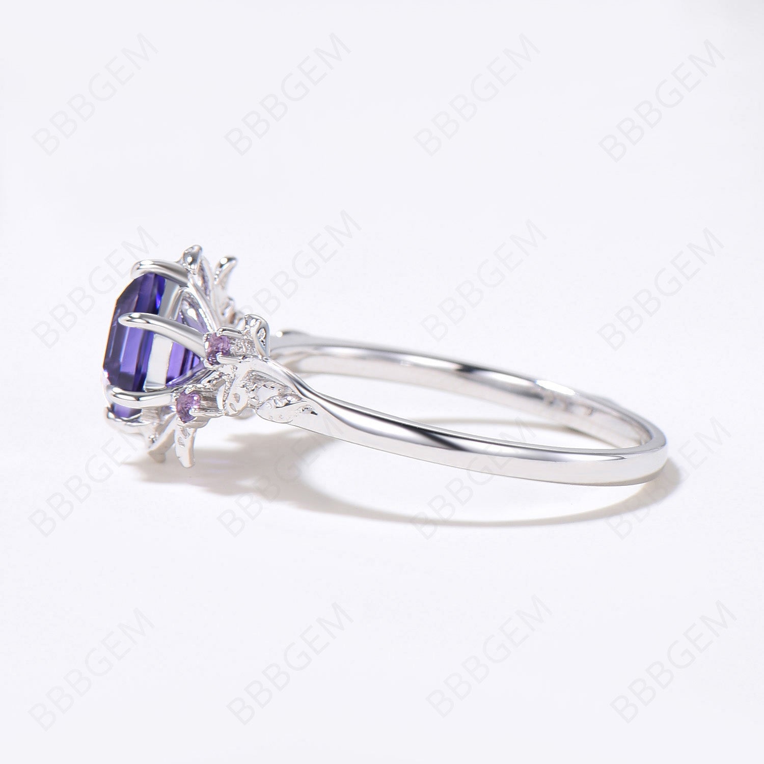 Natural Twig Leaf Purple Sapphire Engagement Ring - Vintage Inspired Wedding Band for Women, Perfect for Proposals, Anniversaries & Romantic Occasions