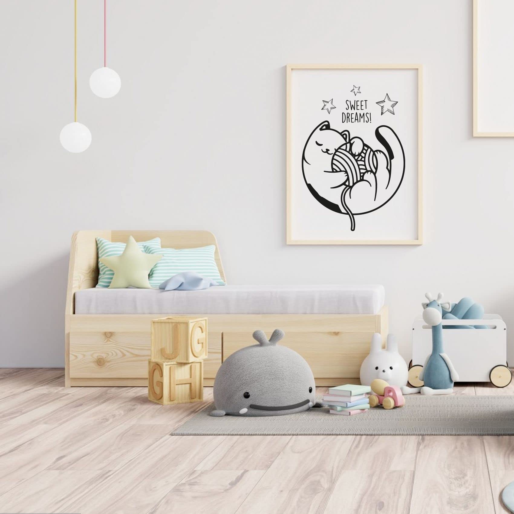 Sweet Dreams - Adorable Baby Kitten Sleeping Silhouette Vinyl Wall Sticker Decal (40x24 inch) for Nursery, Kids Room & Bedroom Decor - Perfect for Baby Showers, Birthday Gifts & Nursery Wall Art