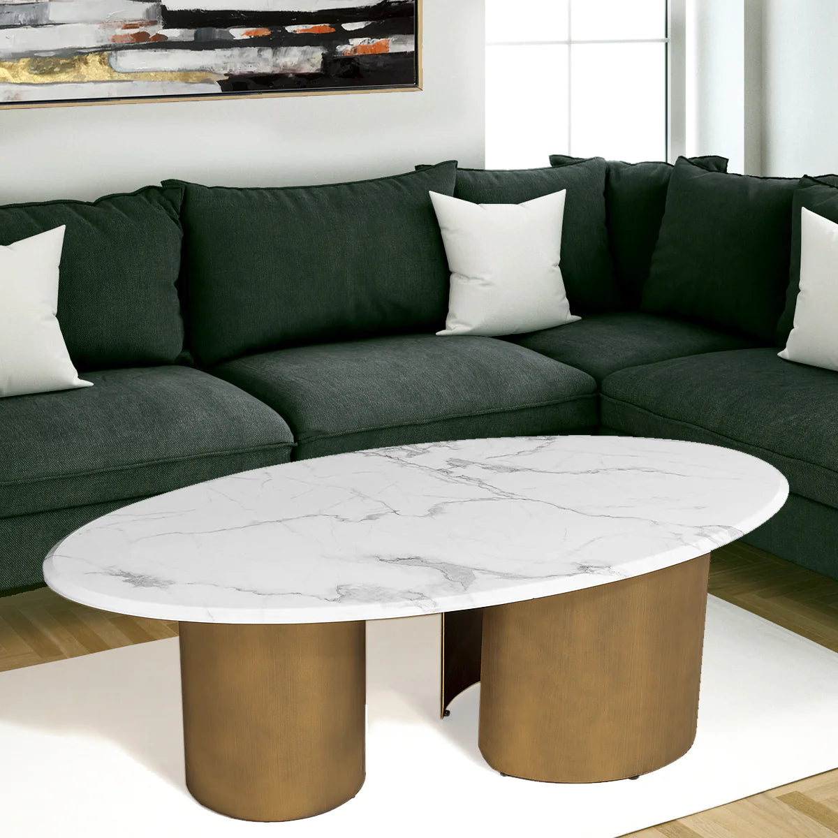 Elysian Essence Stainless Steel Coffee Table for Living Room - Modern Center Table with Tempered Glass Top - Perfect for Home Decor, Lounge, and Entertainment Areas