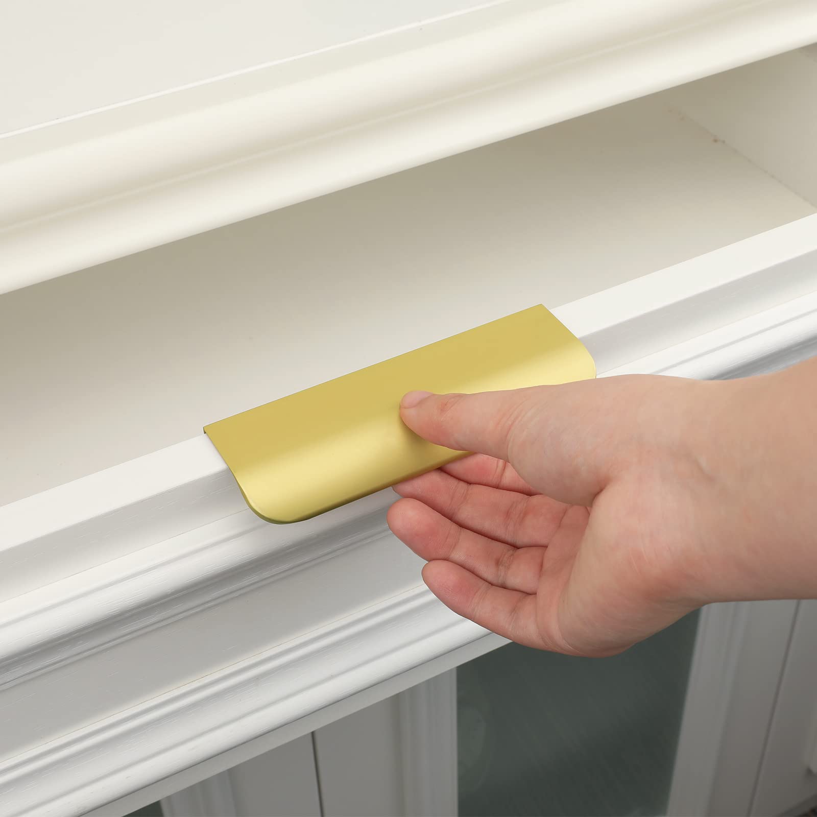 50 Pack 3 Inch Gold Kitchen Cabinet Handles - Matte Gold Edge Pulls for Dresser Drawers & Modern Cabinets - Durable Aluminum Alloy Hardware for Home & Office Use