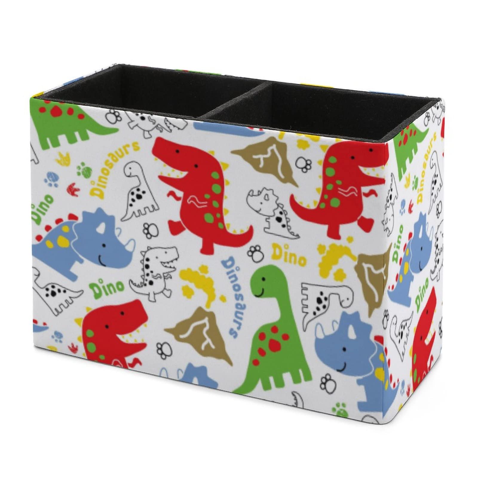 Cute Dinosaur Pen Holder for Desk - Leather Desktop Organizer for Pencils, Pens & Makeup Brushes - Perfect for Office, School & College Use