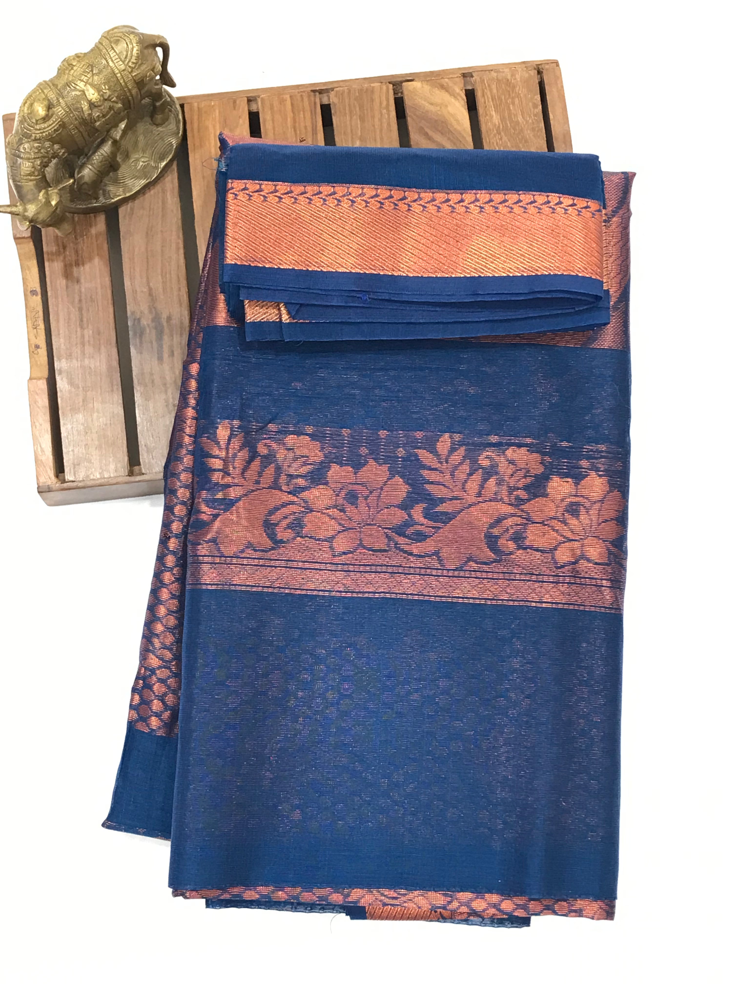 Elegant Blue Pure Kanchi Silk Saree for Women | Traditional Indian Bridal & Party Wear | Perfect for Weddings, Festivals & Special Occasions